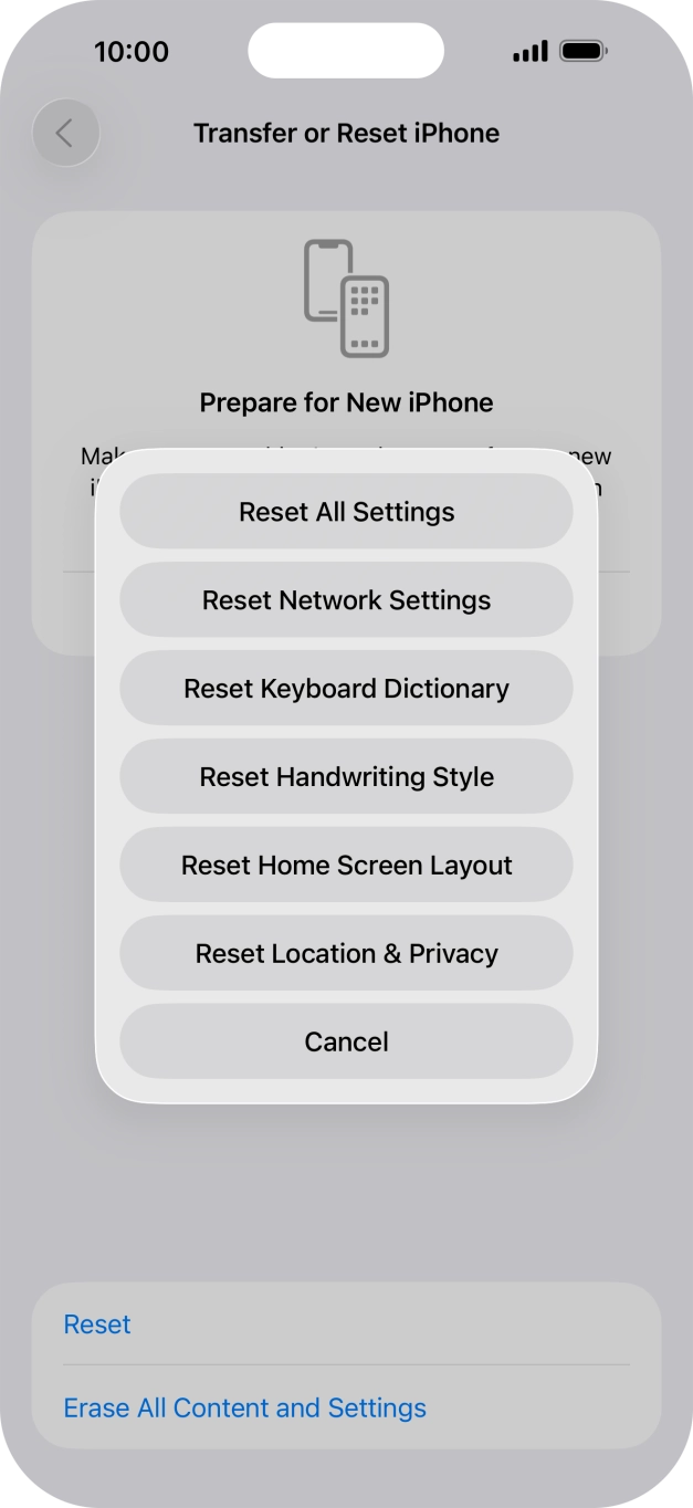 Press Reset All Settings.