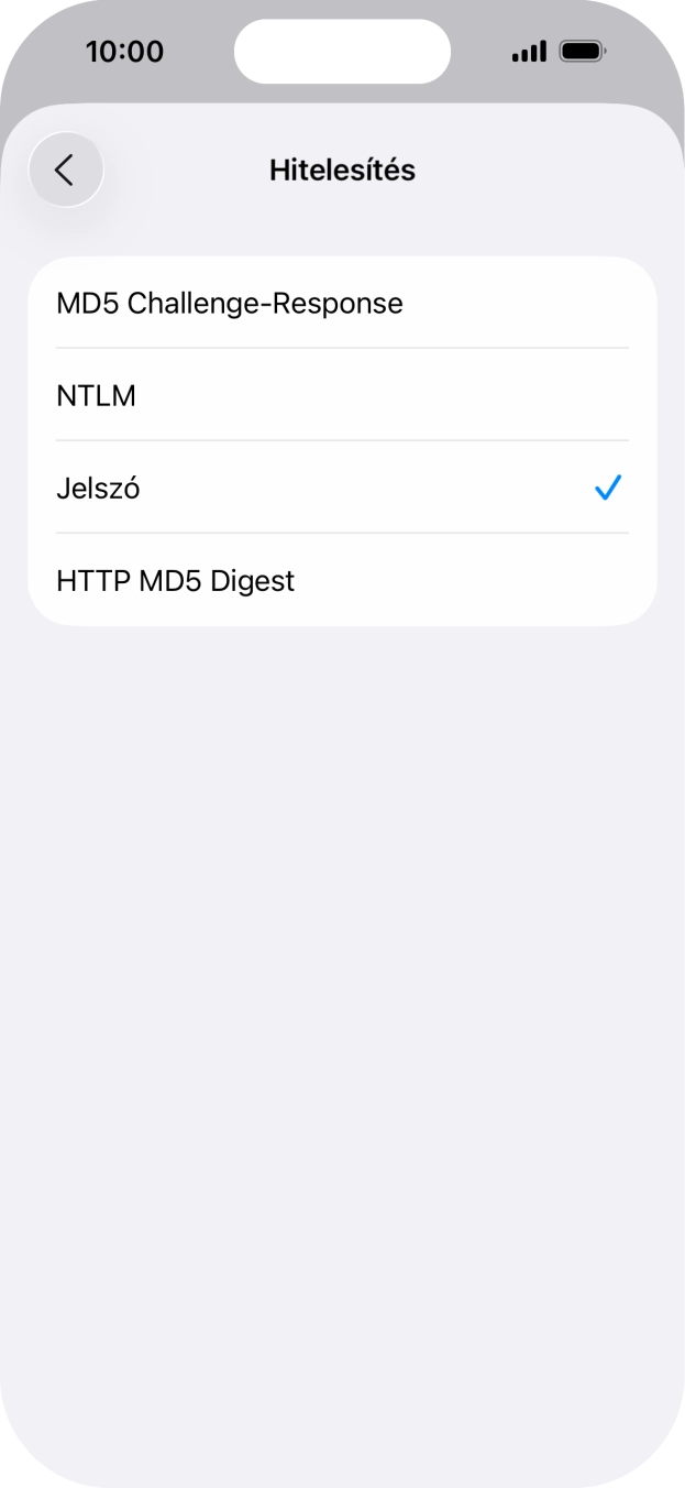 Válaszd a Jelszó lehetőséget.
