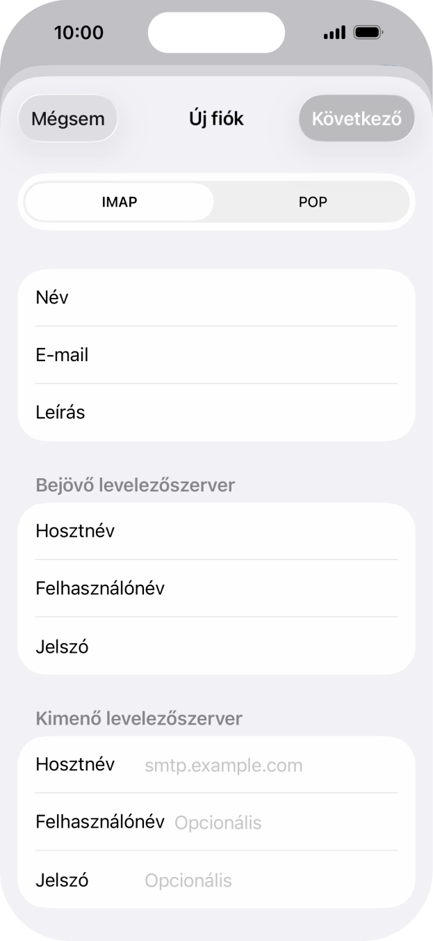 Kattints a Felhasználónév mezőre, és írd be az e-mail-fiókodhoz tartozó felhasználónevet.