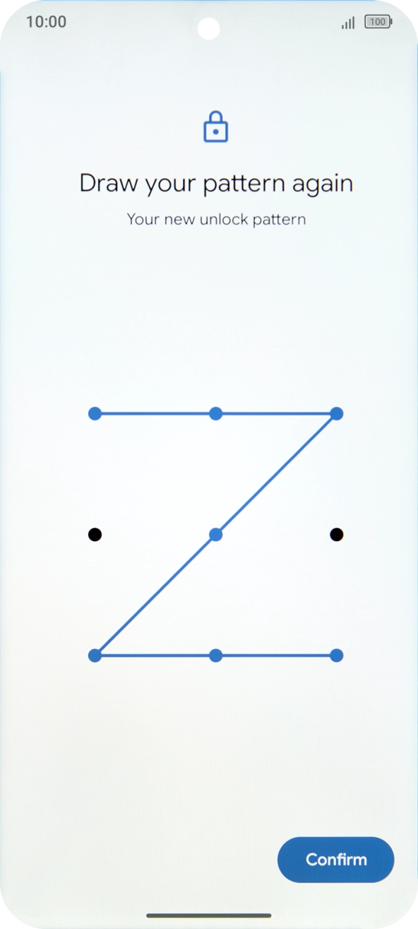 Repeat the selected phone lock code and press Confirm.