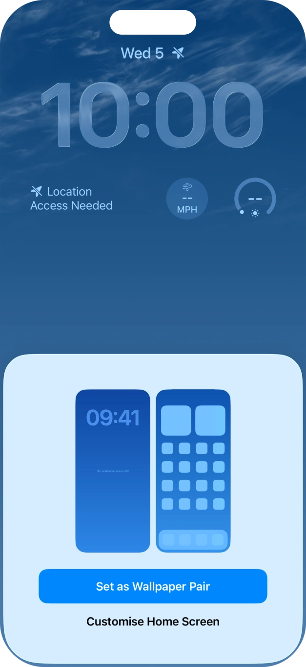 To use the same colour theme on the home screen, press Set as Wallpaper Pair.