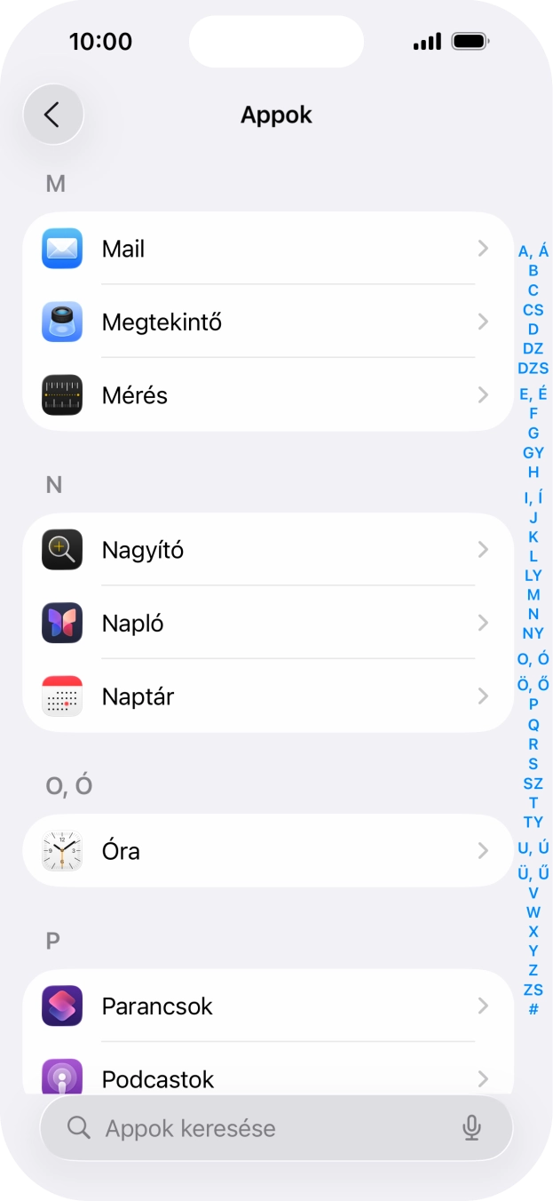 Válaszd a Mail lehetőséget.