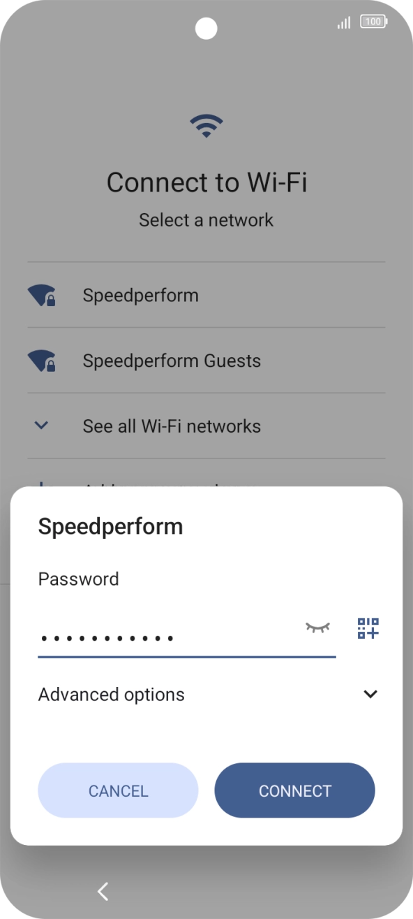 Key in the password for the Wi-Fi network and press CONNECT. Key in the password for the Wi-Fi network and press CONNECT.