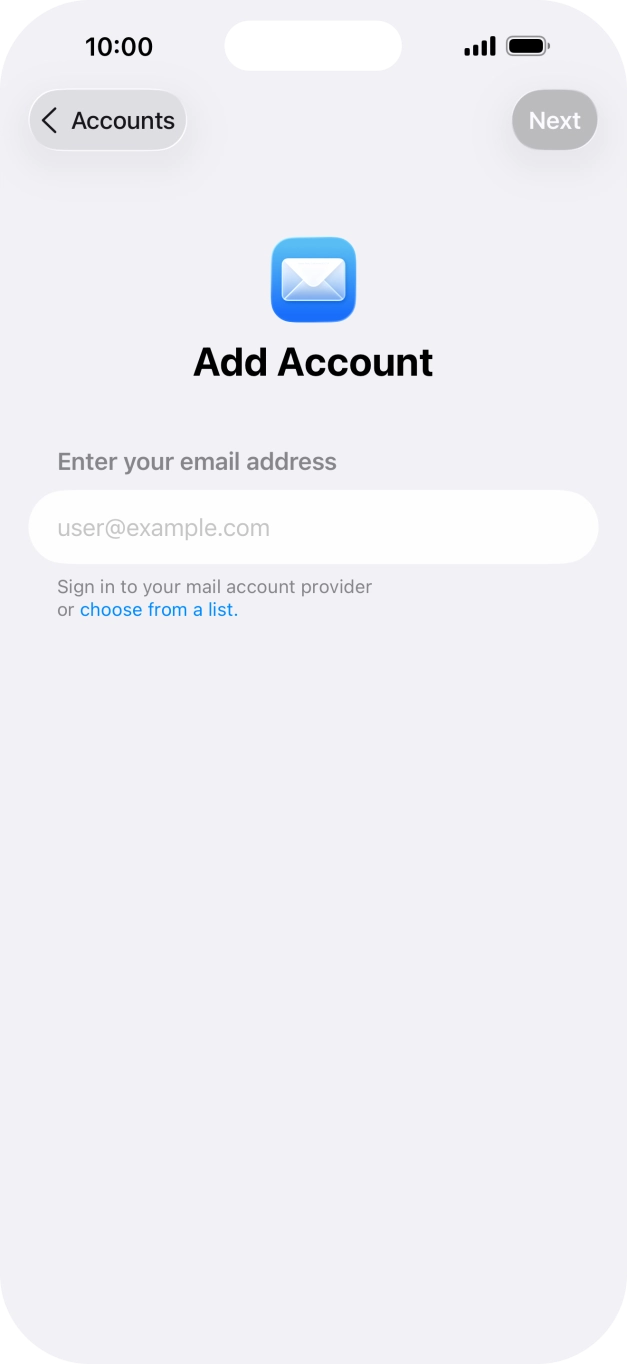 Press the field below 'Enter your email address' and key in your email address.