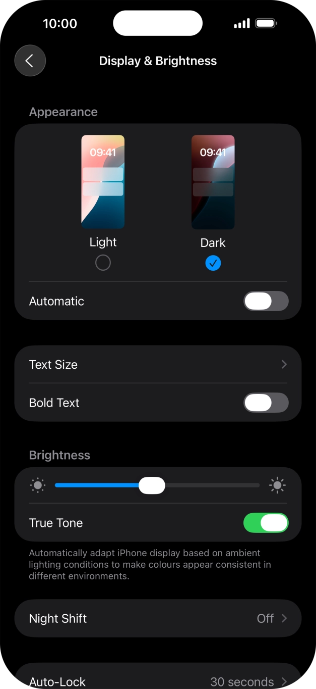 Press the indicator next to 'Automatic' to turn the function on or off.