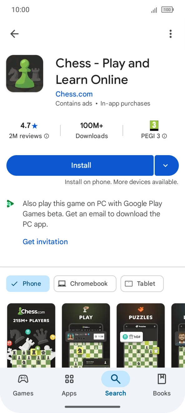 Press Install and follow the instructions on the screen to install the app.