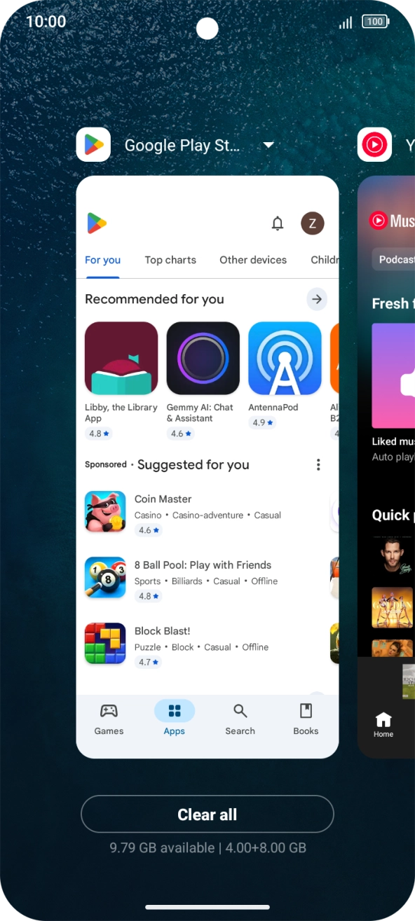 To end one running application, slide your finger upwards on the required application. To end one running application, slide your finger upwards on the required application.