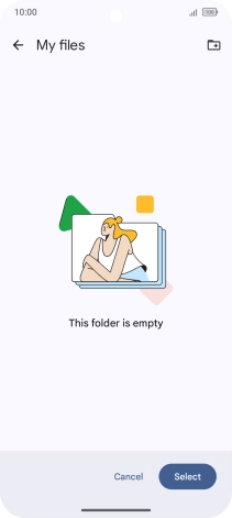 To create a new folder, press the new folder icon and follow the instructions on the screen to create a new folder.