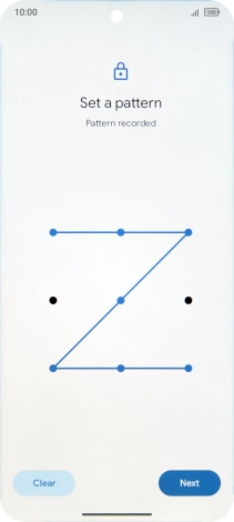 Slide your finger across the screen to connect at least four points and press Next.