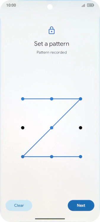 Slide your finger across the screen to connect at least four points and press Next.