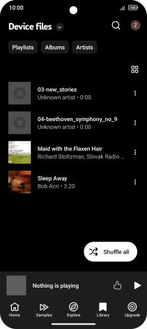 Press the required audio file.