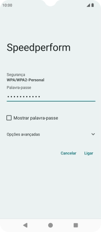 Introduza a password da rede Wi-Fi e prima Ligar.
