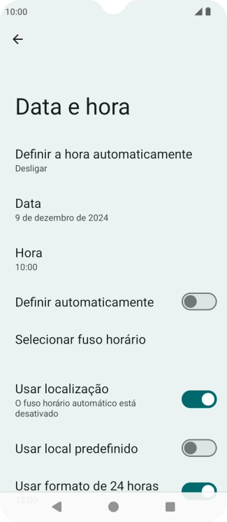 Prima Definir a hora automaticamente.
