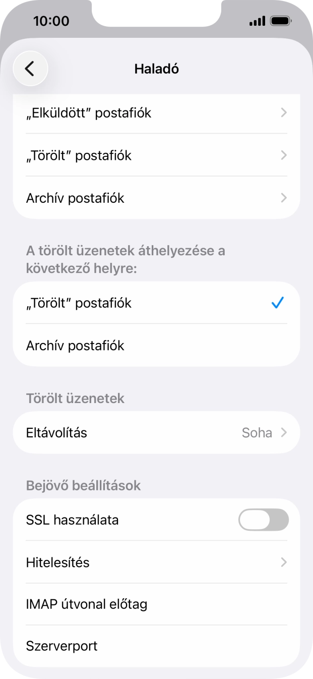 Kattints az „SSL használata” melletti csúszkára a funkció bekapcsolásához.