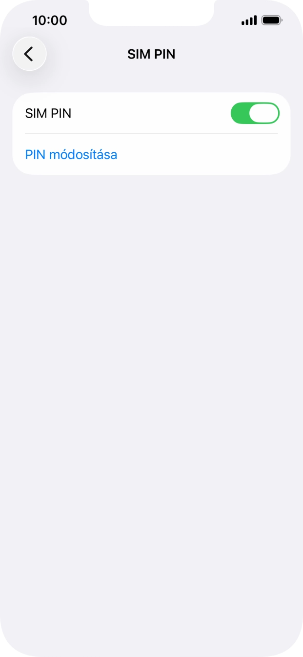Kattints a „SIM PIN” melletti csúszkára a funkció be- vagy kikapcsolásához.