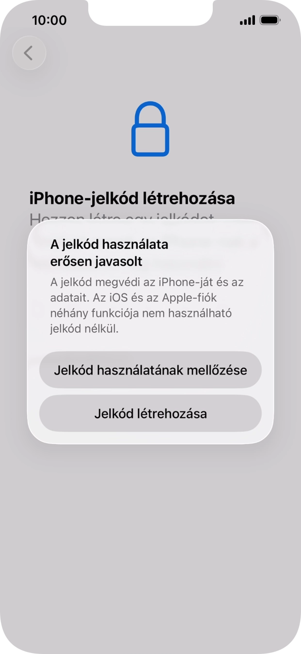 Ha kikapcsolod a funkciót, válaszd a Jelkód használatának mellőzése lehetőséget.