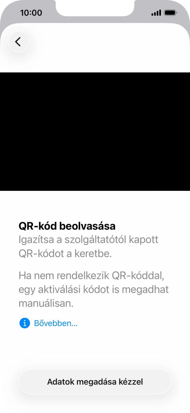 Helyezd az elküldött QR-kódot a telefon kameráján látható kereten belülre a kód beszkenneléséhez.