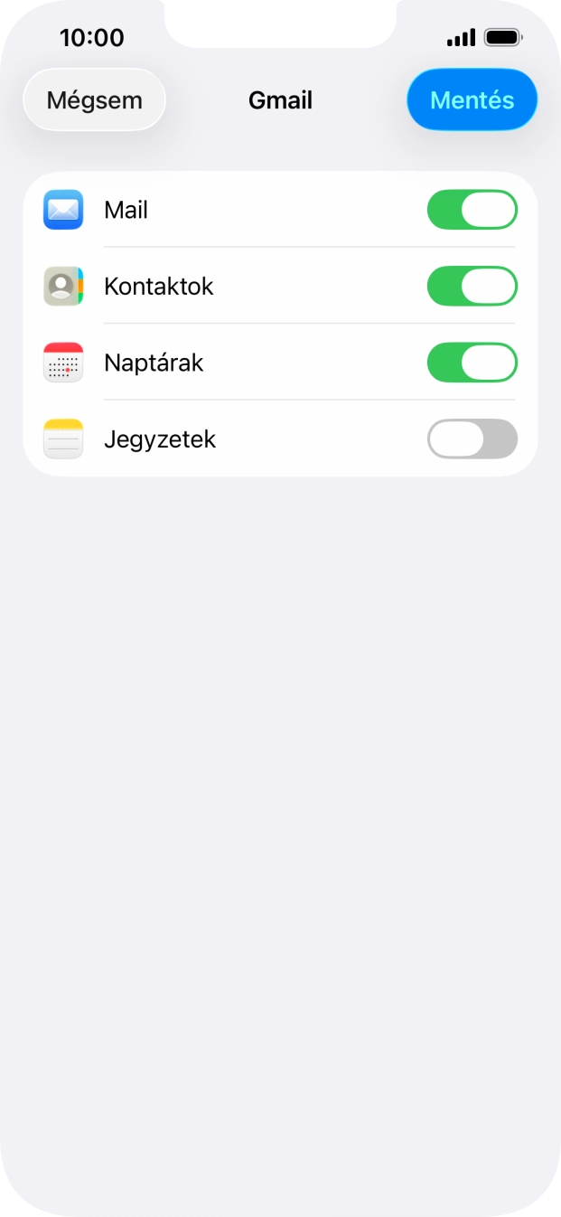 Amennyiben a kijelzőn ez a képernyőkép látható, az e-mail-fiókodat felismerte a rendszer, és automatikusan beállította. Kövesd a képernyőn megjelenő utasításokat  további adatok csatolásához, és fejezd be az új fiók létrehozását.