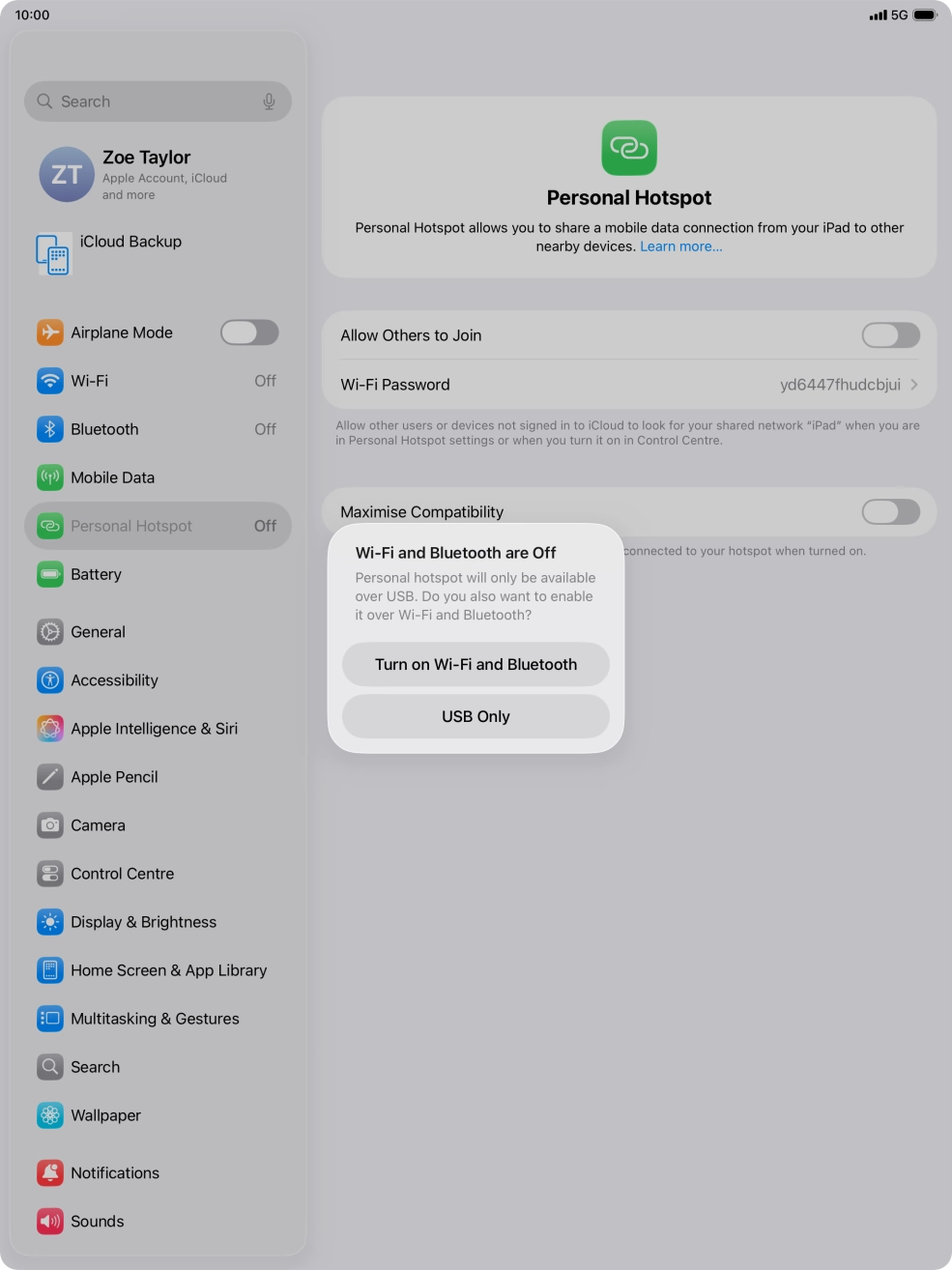 If Wi-Fi is turned off, press Turn on Wi-Fi and Bluetooth.