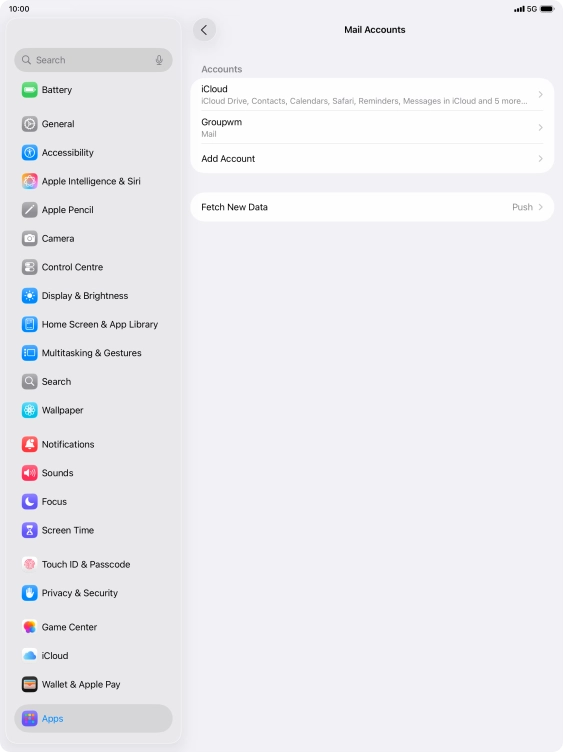 Press the name of the email account you've just set up.