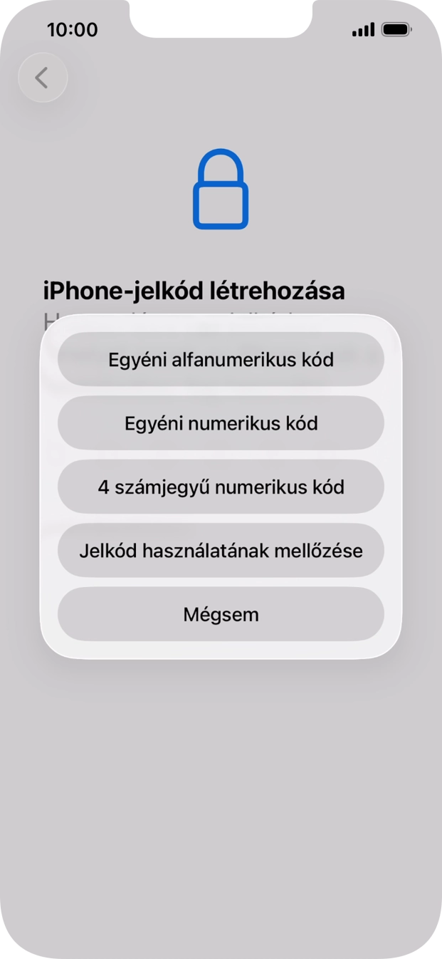 A képernyőzár használatának bekapcsolásához kövesd a képernyőn megjelenő utasításokat, vagy válaszd a Jelkód használatának mellőzése lehetőséget.