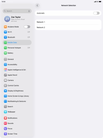 If you turn off the function, press the required network.