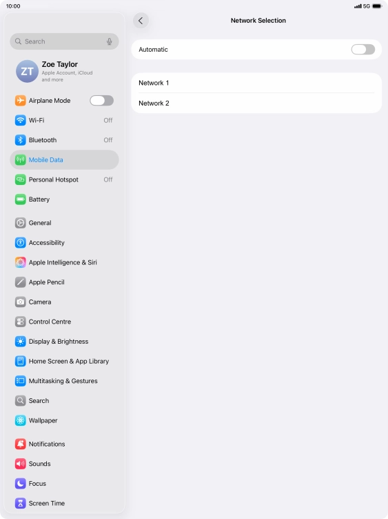 If you turn off the function, press the required network.