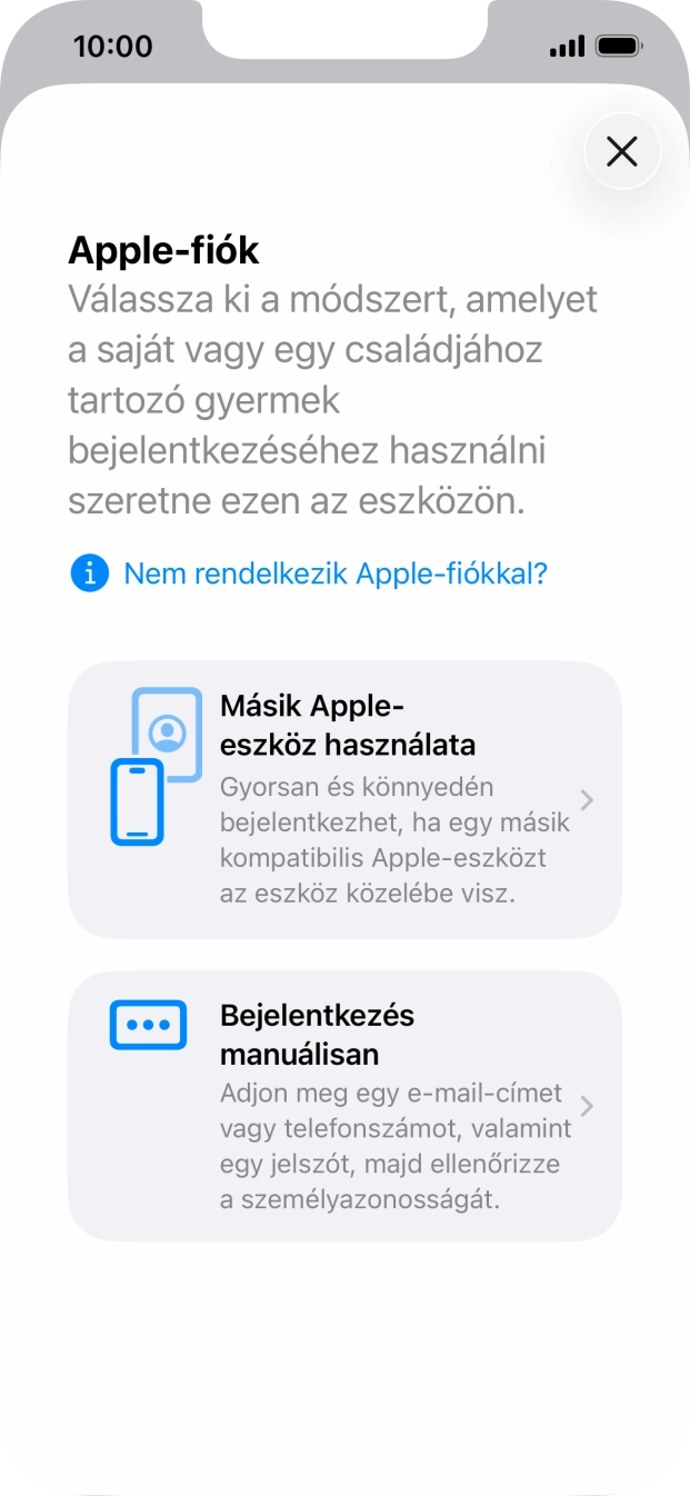Válaszd a Bejelentkezés manuálisan lehetőséget.