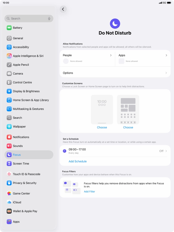 Press People and follow the instructions on the screen to select which contacts you would like to receive calls and notifications from when Do Not Disturb is turned on.