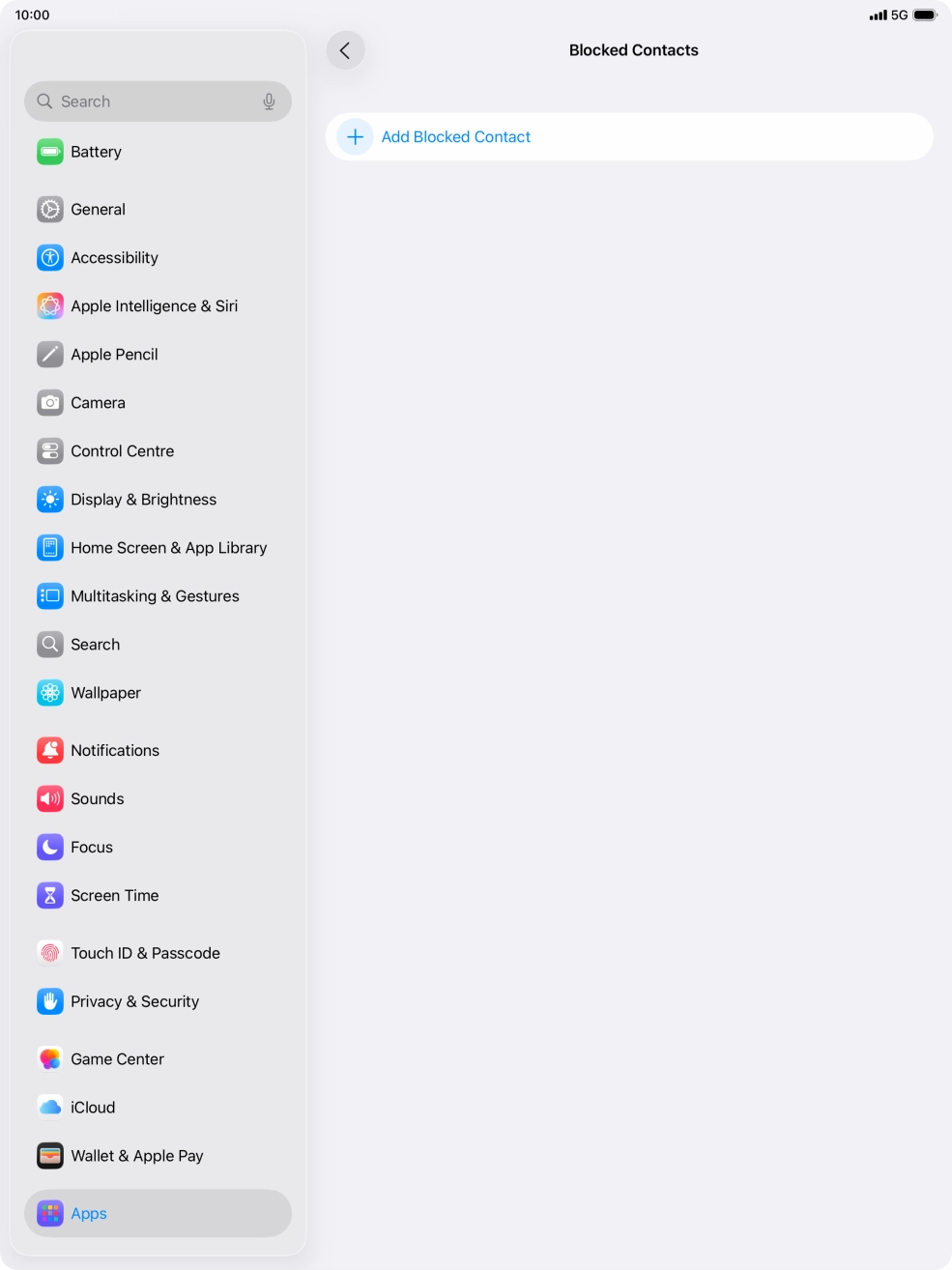 Press Add Blocked Contact and follow the instructions on the screen to block a contact.