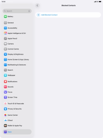 Press Add Blocked Contact and follow the instructions on the screen to block a contact.