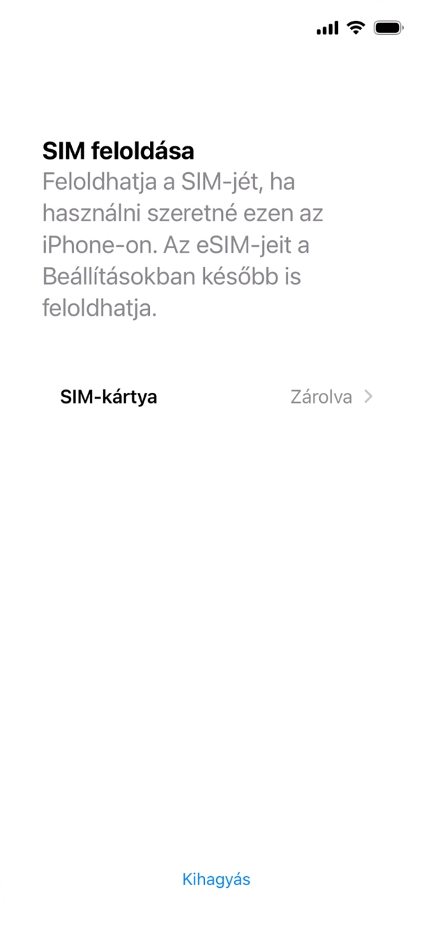 Válaszd a SIM-kártya lehetőséget.