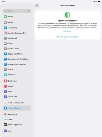 Press Turn On App Privacy Report to turn on the function.