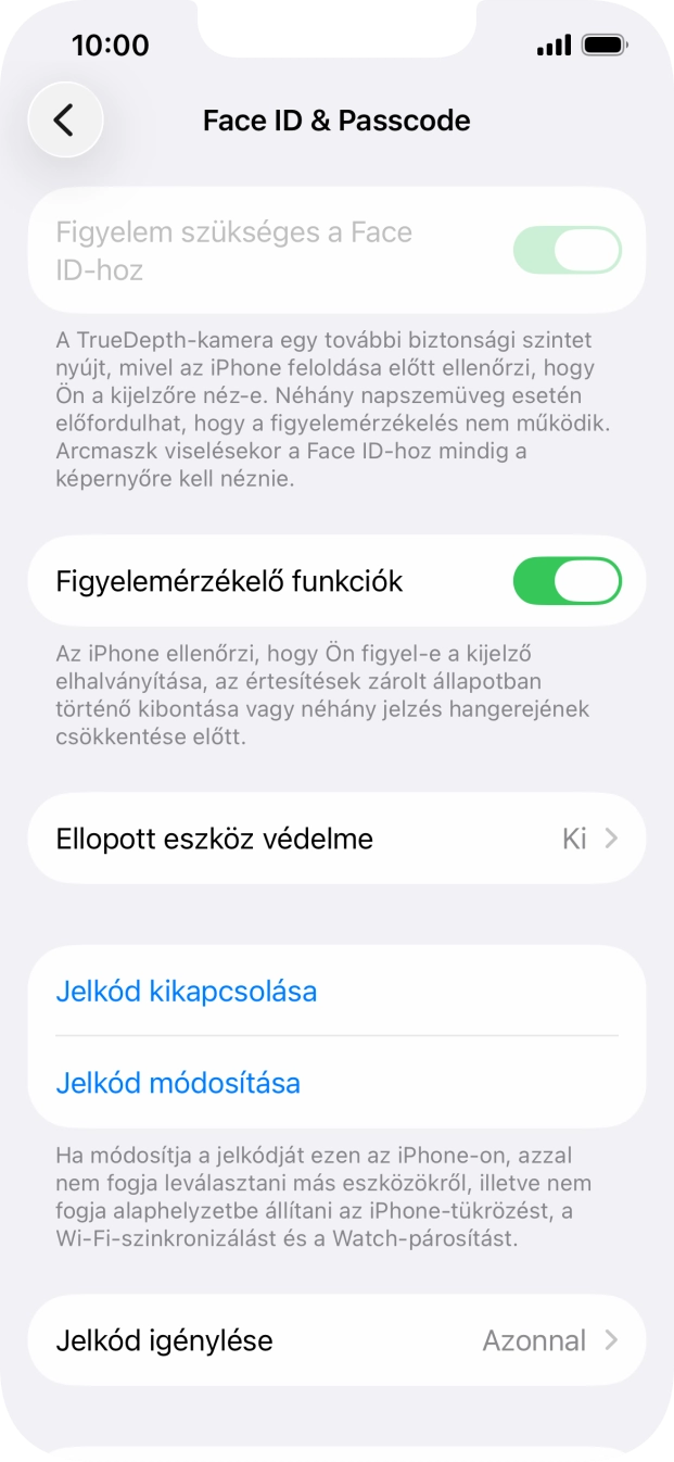 Válaszd a Jelkód kikapcsolása lehetőséget, és írd be a képernyőzárkódot.