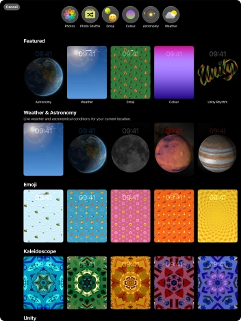 Press the required category and follow the instructions on the screen to select the required background image.