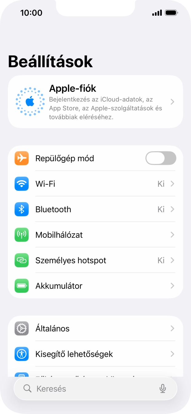Válaszd az Apple-fiók lehetőséget.