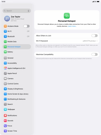 Press Wi-Fi Password and key in the required password.