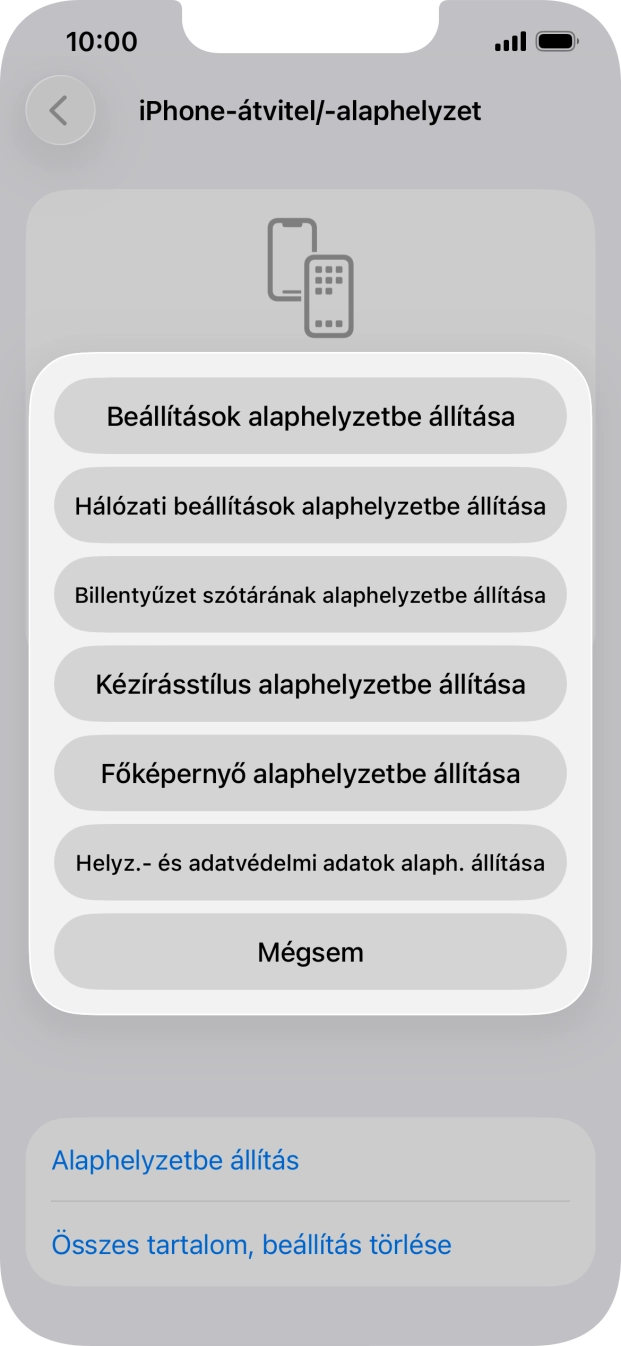 Válaszd a Beállítások alaphelyzetbe állítása lehetőséget.