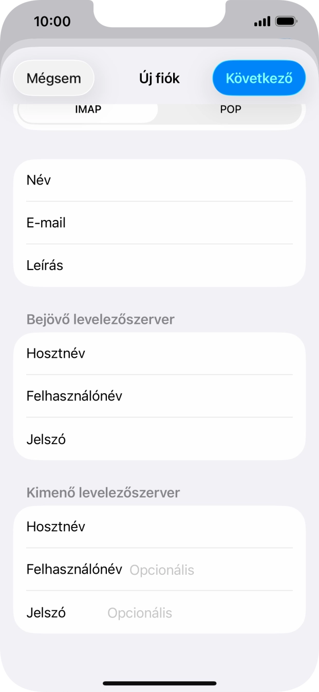 Kattints a Felhasználónév mezőre, és írd be az e-mail-fiókodhoz tartozó felhasználónevet.