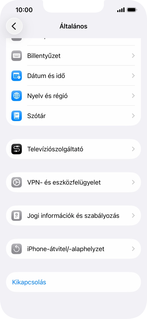 Válaszd az „iPhone-átvitel/-alaphelyzet” lehetőséget.