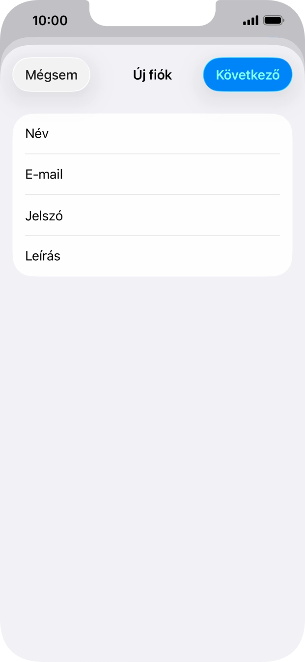 Kattints a Leírás mezőre, és írd be az e-mail-fiók kívánt nevét.