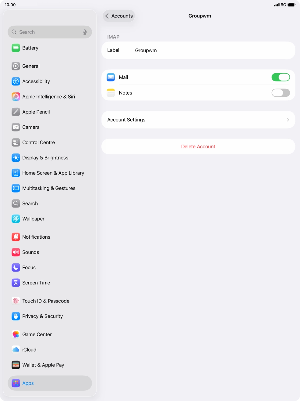 Press Account Settings.