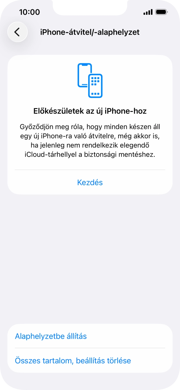 Válaszd az Alaphelyzetbe állítás lehetőséget.