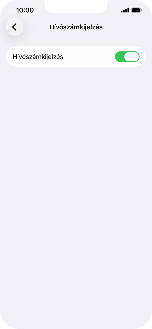 Kattints a „Hívószámkijelzés” melletti csúszkára a funkció be- vagy kikapcsolásához.