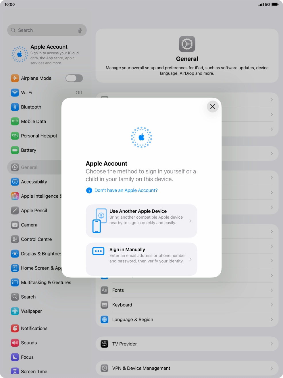 Press Sign in Manually.