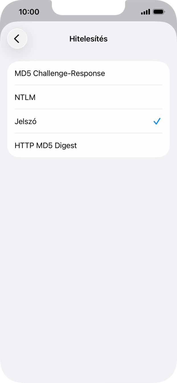 Válaszd a Jelszó lehetőséget.