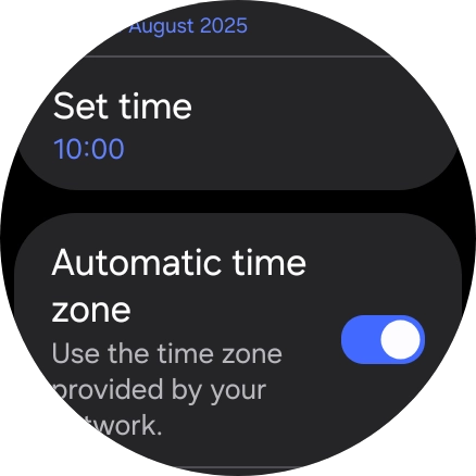 Press the indicator next to 'Automatic time zone' to turn off the function.