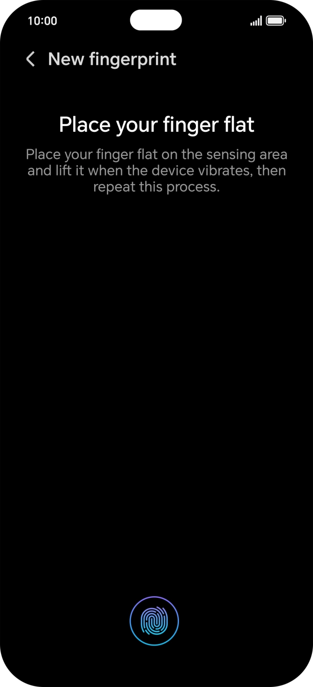Follow the instructions on the screen to create the lock code using your fingerprint. Follow the instructions on the screen to create the lock code using your fingerprint.