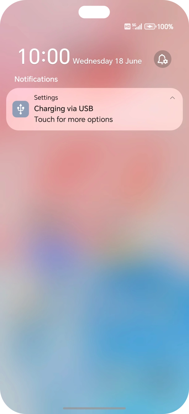 Press the USB icon. Press the USB icon.