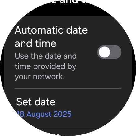 Press the indicator next to 'Automatic date and time' to turn on the function.